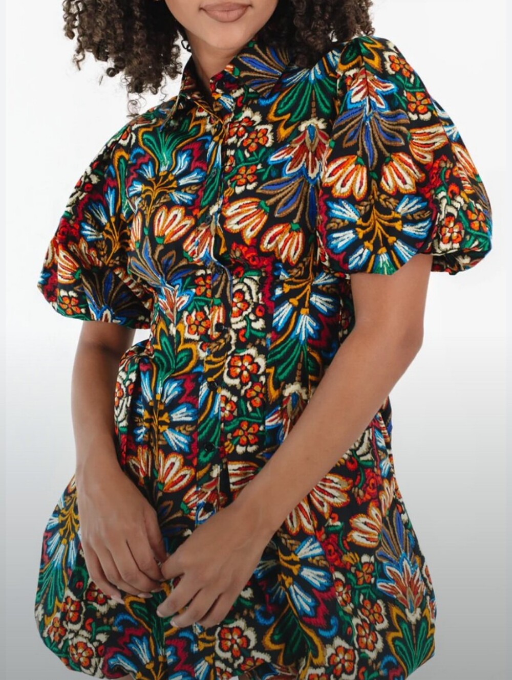 Olivaceous Multicolor Floral Mini Dress